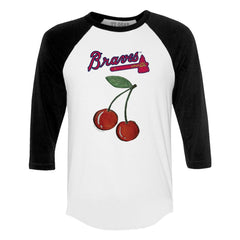 Atlanta Braves Tiny Turnip Women's Cherries 3/4-Sleeve Raglan Baseball T-Shirt - MLB T-shirts