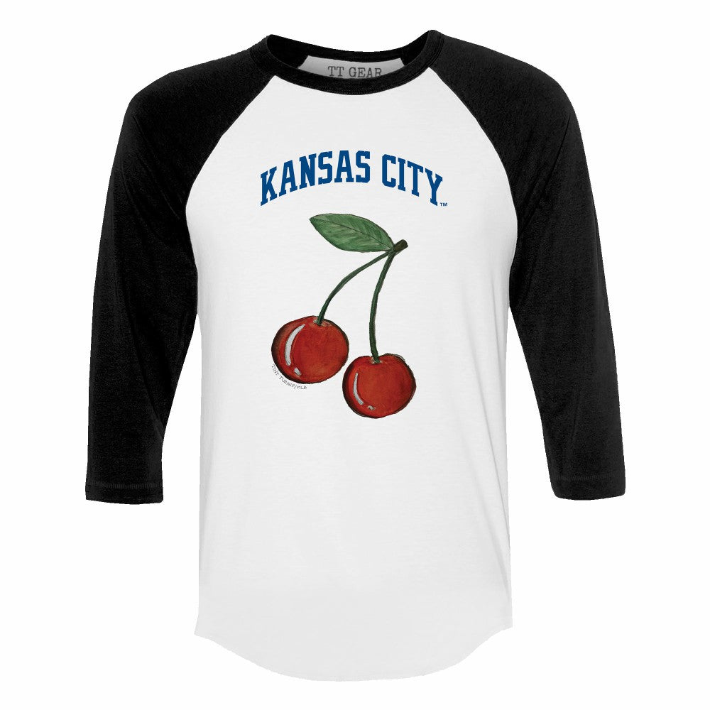 Kansas City Royals Tiny Turnip Women's Cherries 3/4-Sleeve Raglan Baseball T-Shirt - MLB T-shirts