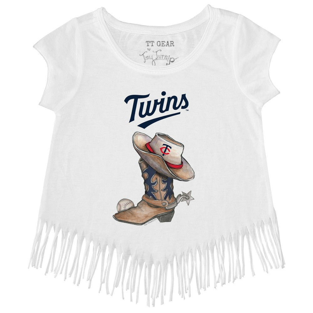 Minnesota Twins Tiny Turnip Girls Youth Cowboy Boot Fringe T-Shirt - MLB T-shirts