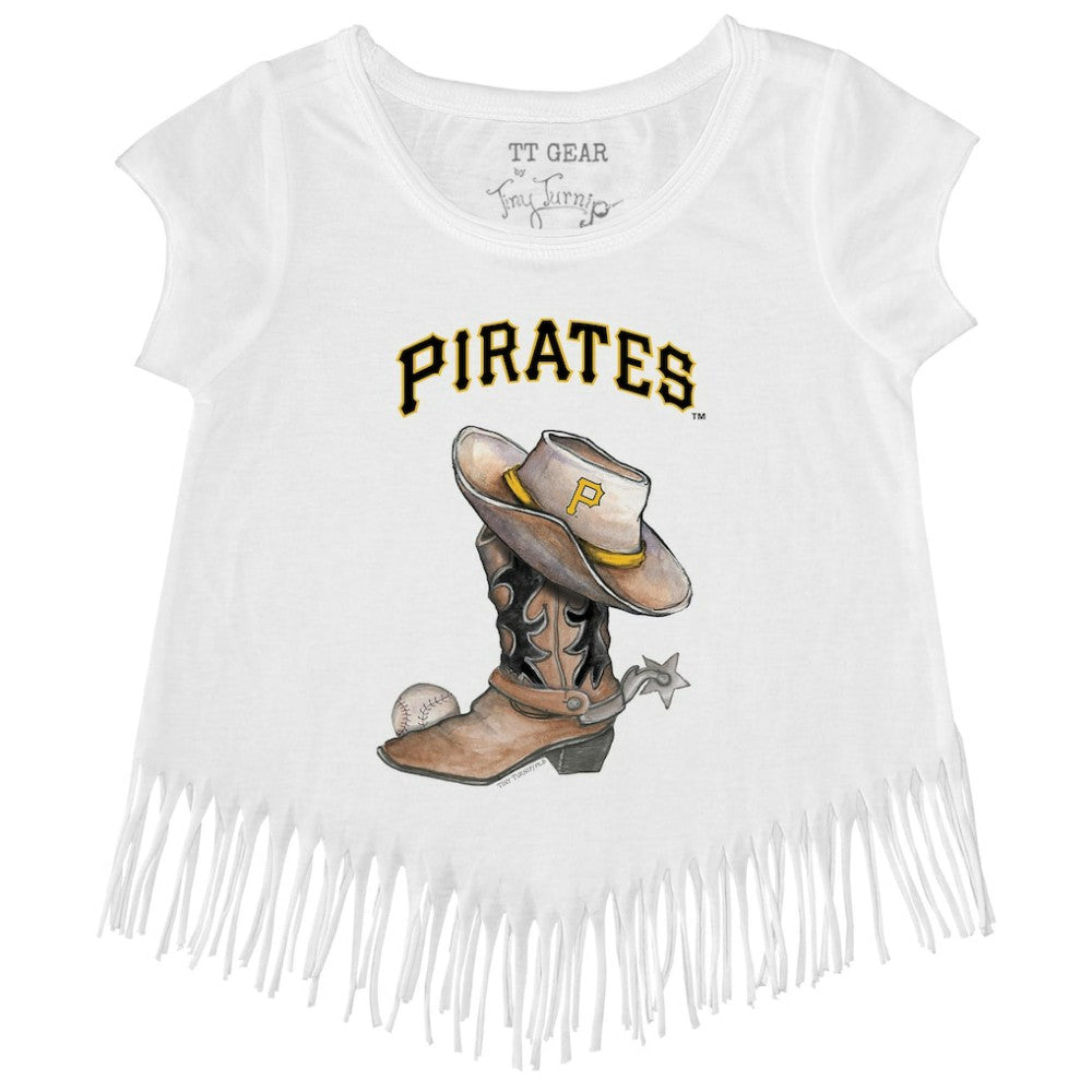 Pittsburgh Pirates Tiny Turnip Girls Youth Cowboy Boot Fringe T-Shirt - MLB T-shirts