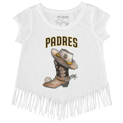 San Diego Padres Tiny Turnip Girls Youth Cowboy Boot Fringe T-Shirt - MLB T-shirts