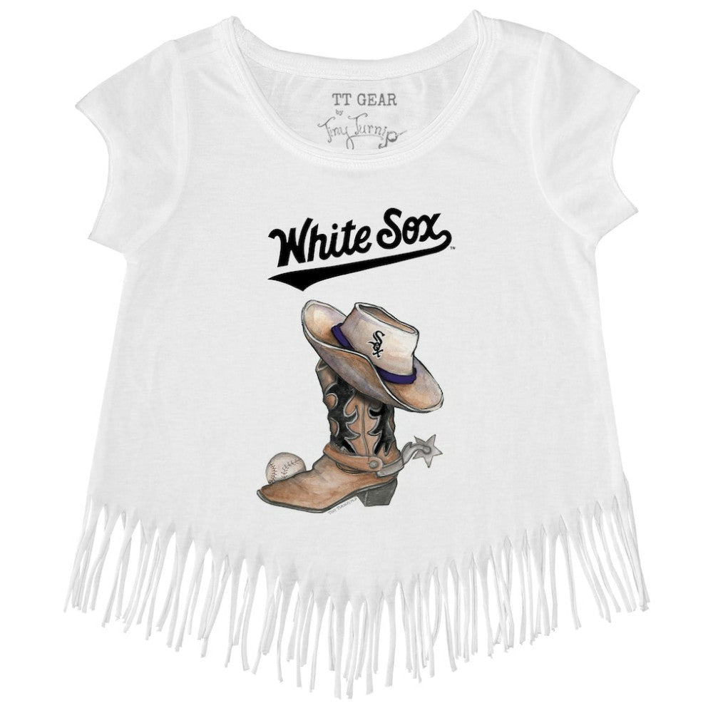 Chicago White Sox Tiny Turnip Girls Youth Cowboy Boot Fringe T-Shirt - MLB T-shirts