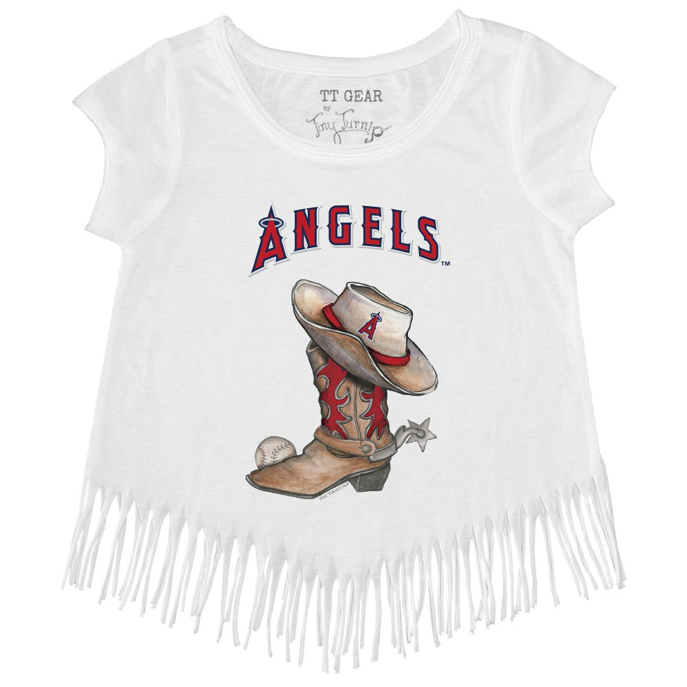 Los Angeles Angels Tiny Turnip Girls Youth Cowboy Boot Fringe T-Shirt - MLB T-shirts