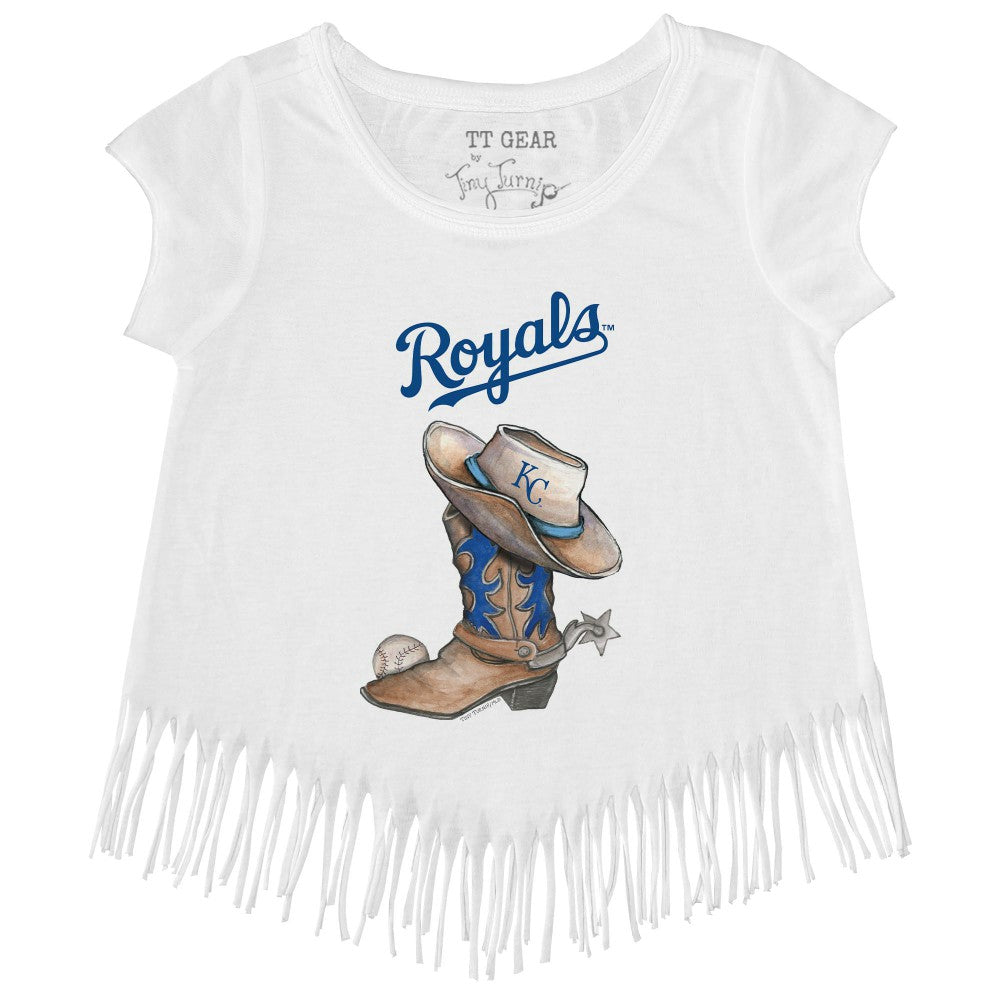 Kansas City Royals Tiny Turnip Girls Youth Cowboy Boot Fringe T-Shirt - MLB T-shirts