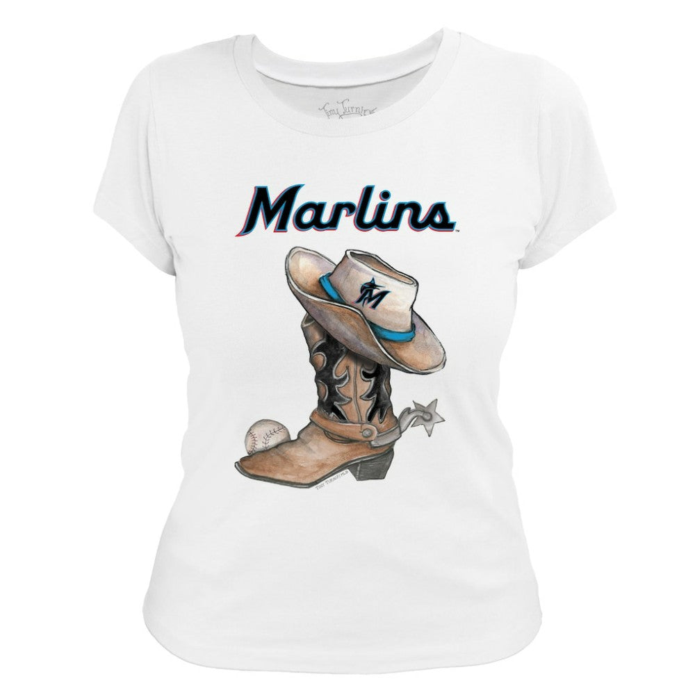Miami Marlins Tiny Turnip Women's Cowboy Boot T-Shirt - MLB T-shirts