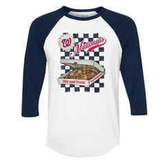 Washington Nationals Tiny Turnip Women's Pizza 3/4-Sleeve Raglan Baseball T-Shirt - MLB T-shirts