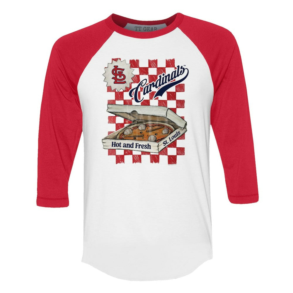 St. Louis Cardinals Tiny Turnip Women's Pizza 3/4-Sleeve Raglan Baseball T-Shirt - MLB T-shirts