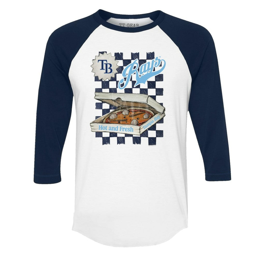 Tampa Bay Rays Tiny Turnip Women's Pizza 3/4-Sleeve Raglan Baseball T-Shirt - MLB T-shirts