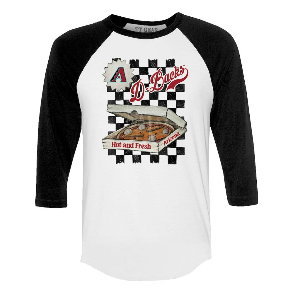 Arizona Diamondbacks Tiny Turnip Women's Pizza 3/4-Sleeve Raglan Baseball T-Shirt - MLB T-shirts