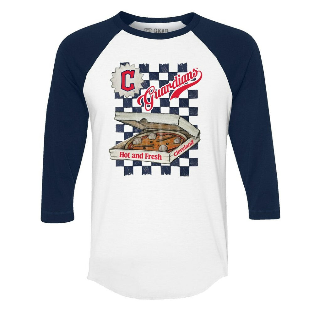 Cleveland Guardians Tiny Turnip Women's Pizza 3/4-Sleeve Raglan Baseball T-Shirt - MLB T-shirts
