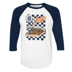 Detroit Tigers Tiny Turnip Women's Pizza 3/4-Sleeve Raglan Baseball T-Shirt - MLB T-shirts