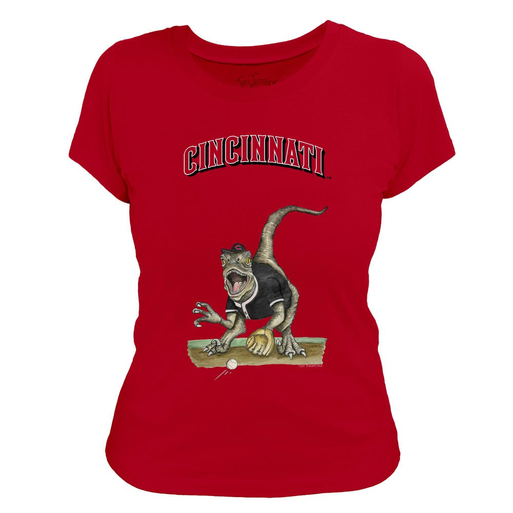 Cincinnati Reds Tiny Turnip Women's Velociraptor T-Shirt - MLB T-shirts