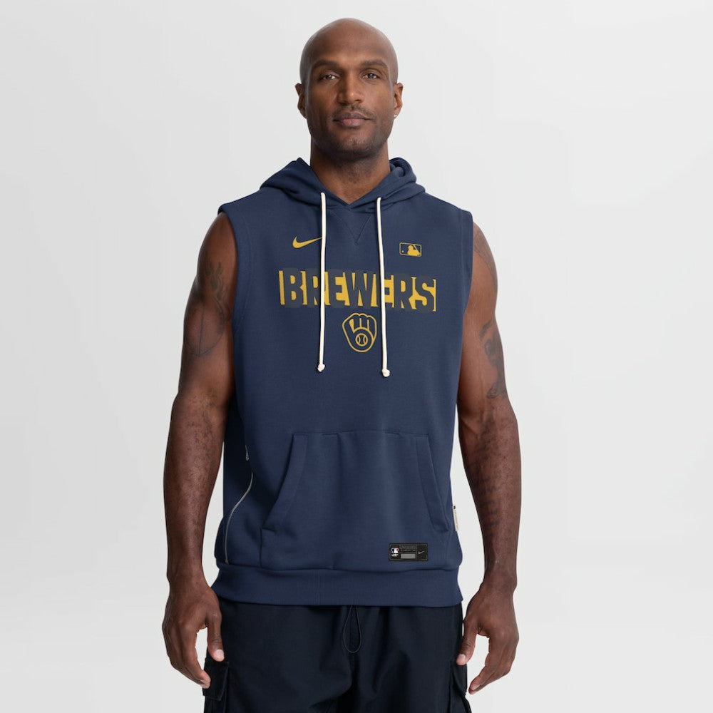 Milwaukee Brewers Nike Authentic Collection Standard Issue Dri-FIT Sleeveless Hoodie - MLB Hoodies