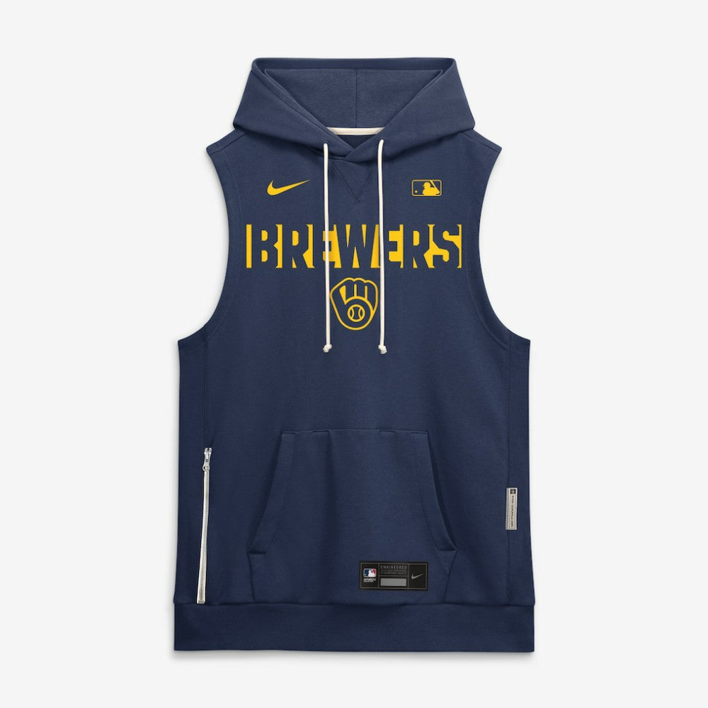 Milwaukee Brewers Nike Authentic Collection Standard Issue Dri-FIT Sleeveless Hoodie - MLB Hoodies