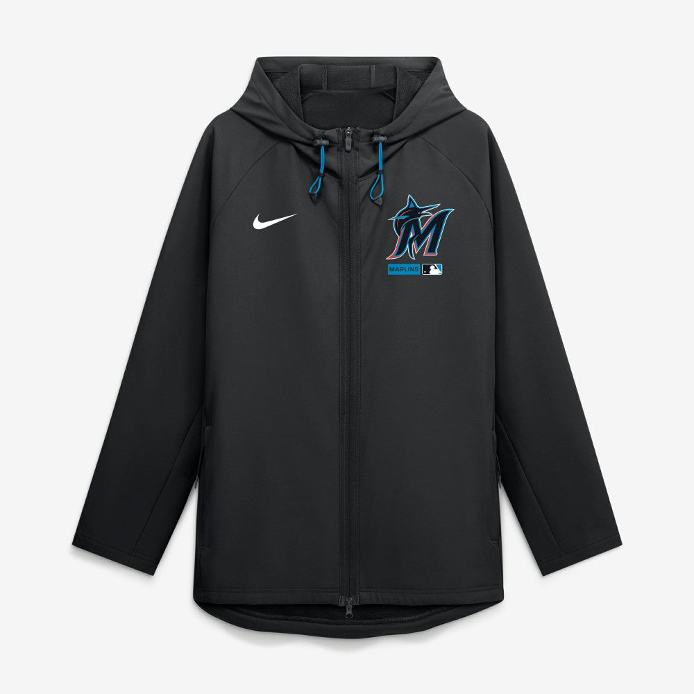Miami Marlins Nike Authentic Collection Raglan Therma-FIT Full-Zip Hooded Jacket - MLB Jackets