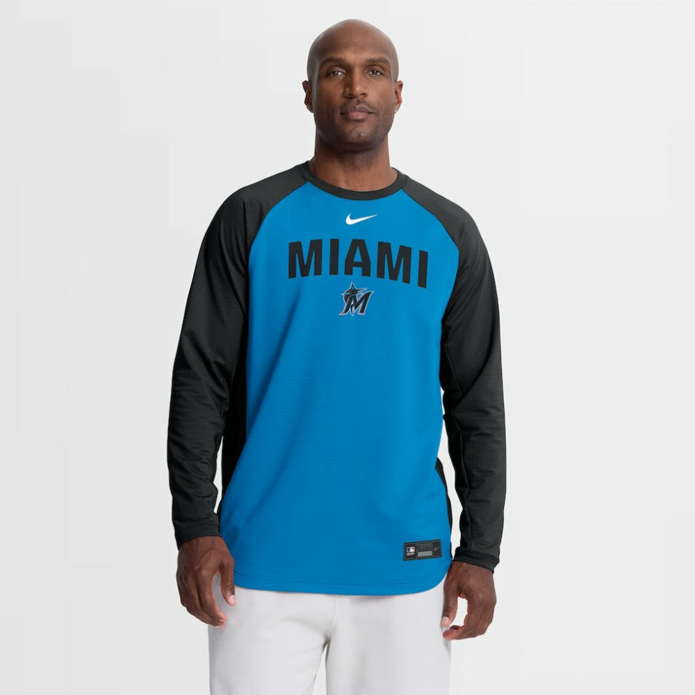 Miami Marlins Nike Authentic Collection Raglan Dri-FIT Sweatshirt - MLB Sweatshirts