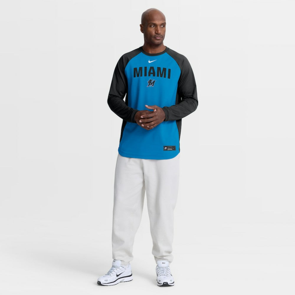 Miami Marlins Nike Authentic Collection Raglan Dri-FIT Sweatshirt - MLB Sweatshirts