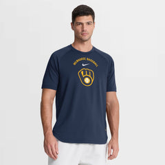 Milwaukee Brewers Nike Authentic Collection Batting Practice Pre-Game Raglan Dri-FIT Top - MLB Tops