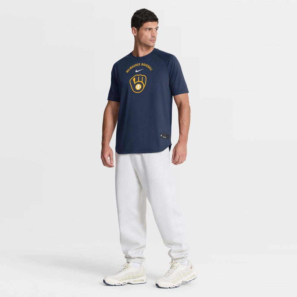 Milwaukee Brewers Nike Authentic Collection Batting Practice Pre-Game Raglan Dri-FIT Top - MLB Tops