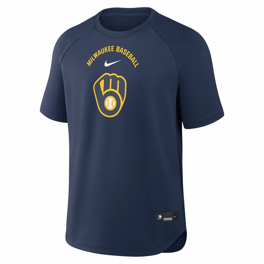 Milwaukee Brewers Nike Authentic Collection Batting Practice Pre-Game Raglan Dri-FIT Top - MLB Tops