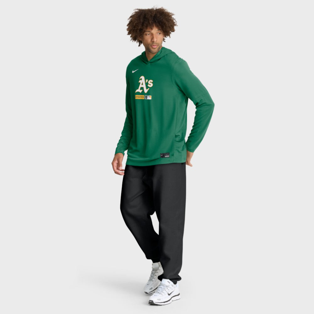 Athletics Nike Authentic Collection Dri-FIT Long Sleeve Hooded T-Shirt - MLB T-shirts