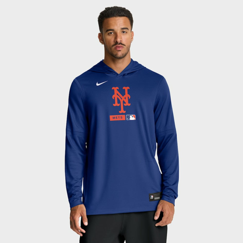New York Mets Nike Authentic Collection Dri-FIT Long Sleeve Hooded T-Shirt - MLB T-shirts
