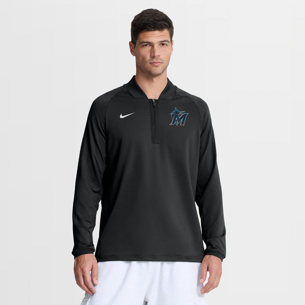 Miami Marlins Nike Authentic Collection Dri-FIT Raglan Half-Zip Pullover - MLB Pullover