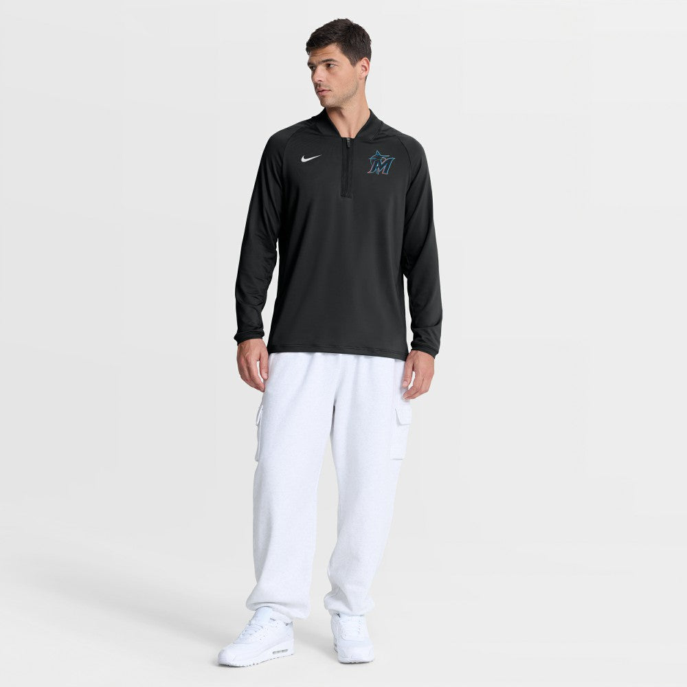 Miami Marlins Nike Authentic Collection Dri-FIT Raglan Half-Zip Pullover - MLB Pullover