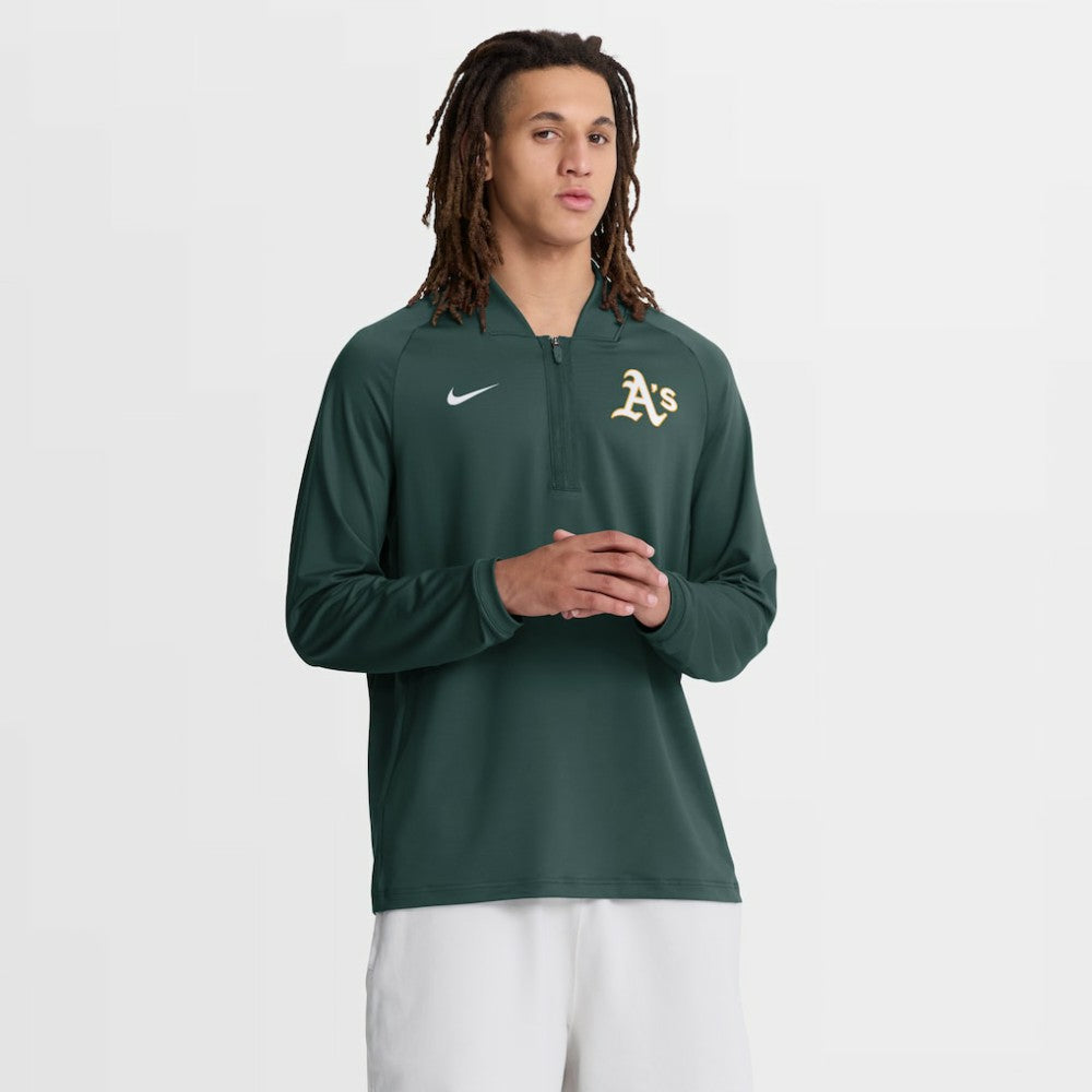 Athletics Nike Authentic Collection Dri-FIT Raglan Half-Zip Pullover - MLB Pullover