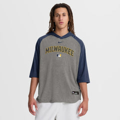 Milwaukee Brewers Nike Authentic Collection Flux Dri-FIT Raglan 3/4-Sleeve Hooded T-Shirt - MLB T-shirts