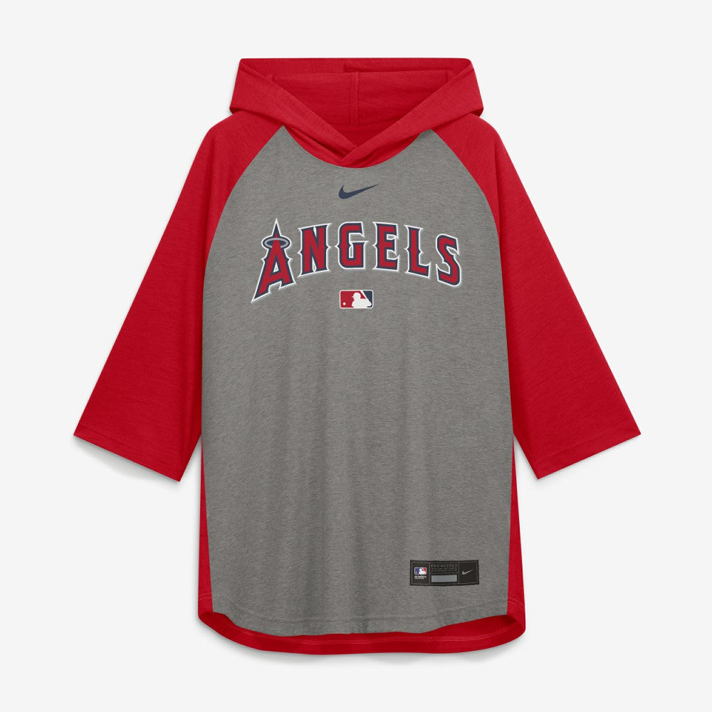 Los Angeles Angels Nike Authentic Collection Flux Dri-FIT Raglan 3/4-Sleeve Hooded T-Shirt - MLB T-shirts