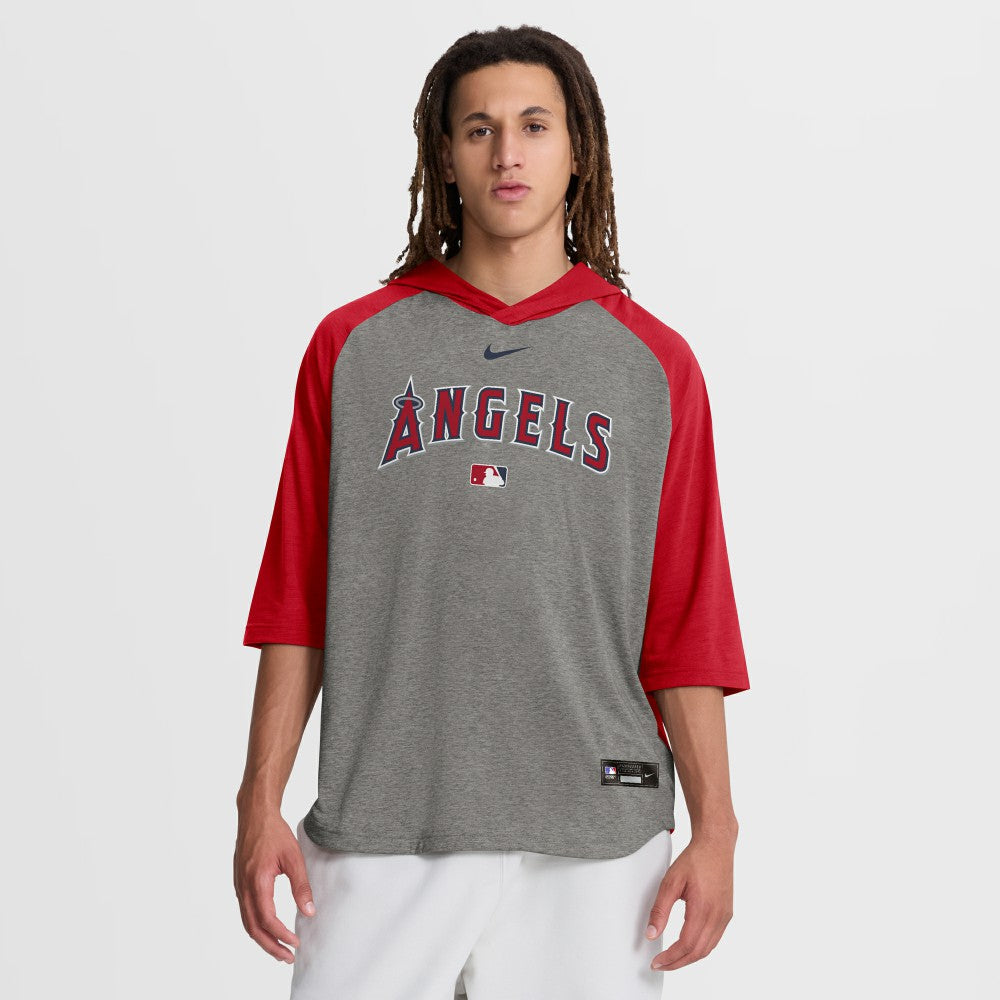 Los Angeles Angels Nike Authentic Collection Flux Dri-FIT Raglan 3/4-Sleeve Hooded T-Shirt - MLB T-shirts