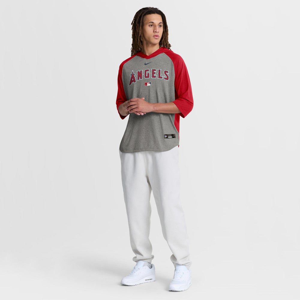 Los Angeles Angels Nike Authentic Collection Flux Dri-FIT Raglan 3/4-Sleeve Hooded T-Shirt - MLB T-shirts