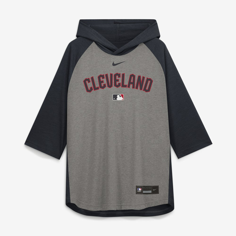 Cleveland Guardians Nike Authentic Collection Flux Dri-FIT Raglan 3/4-Sleeve Hooded T-Shirt - MLB T-shirts