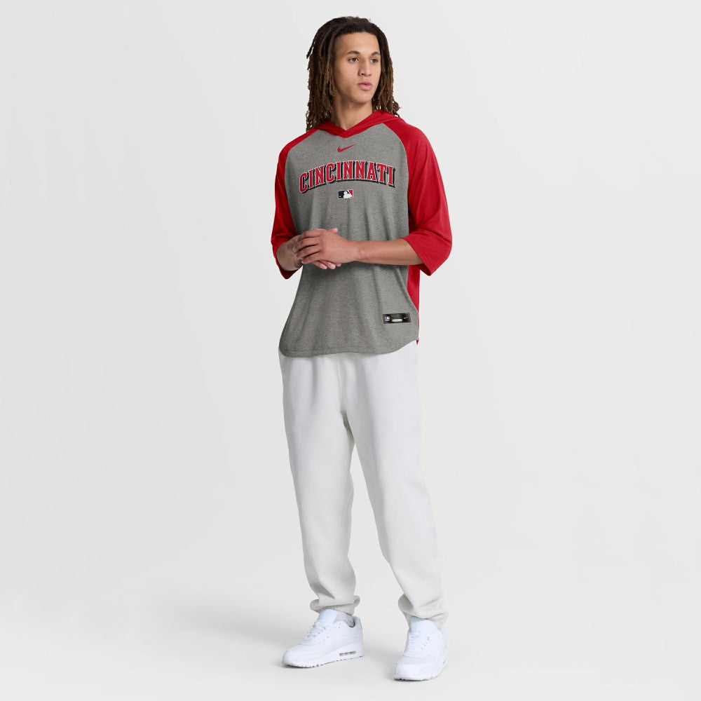 Cincinnati Reds Nike Authentic Collection Flux Dri-FIT Raglan 3/4-Sleeve Hooded T-Shirt - MLB T-shirts