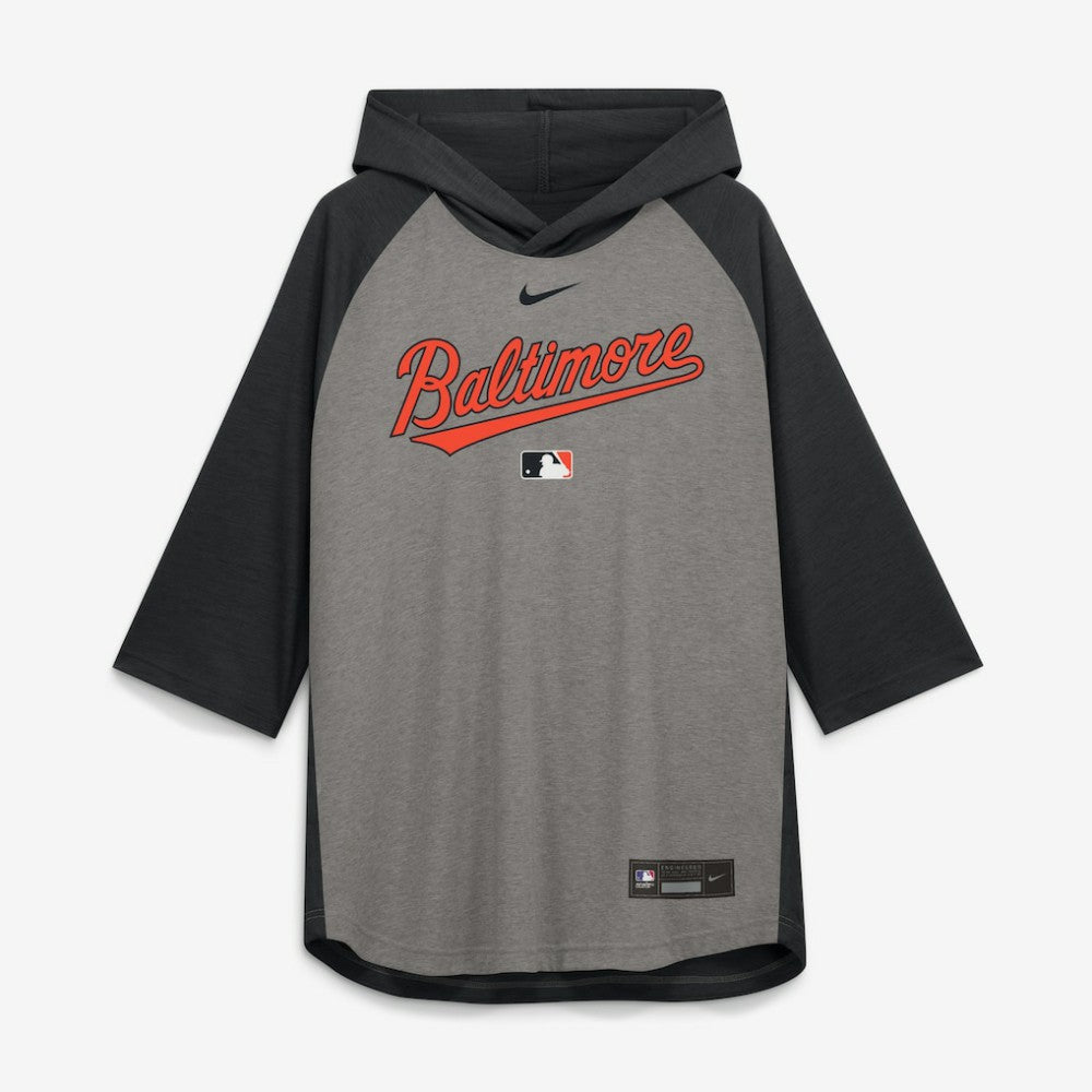 Baltimore Orioles Nike Authentic Collection Flux Dri-FIT Raglan 3/4-Sleeve Hooded T-Shirt - MLB T-shirts