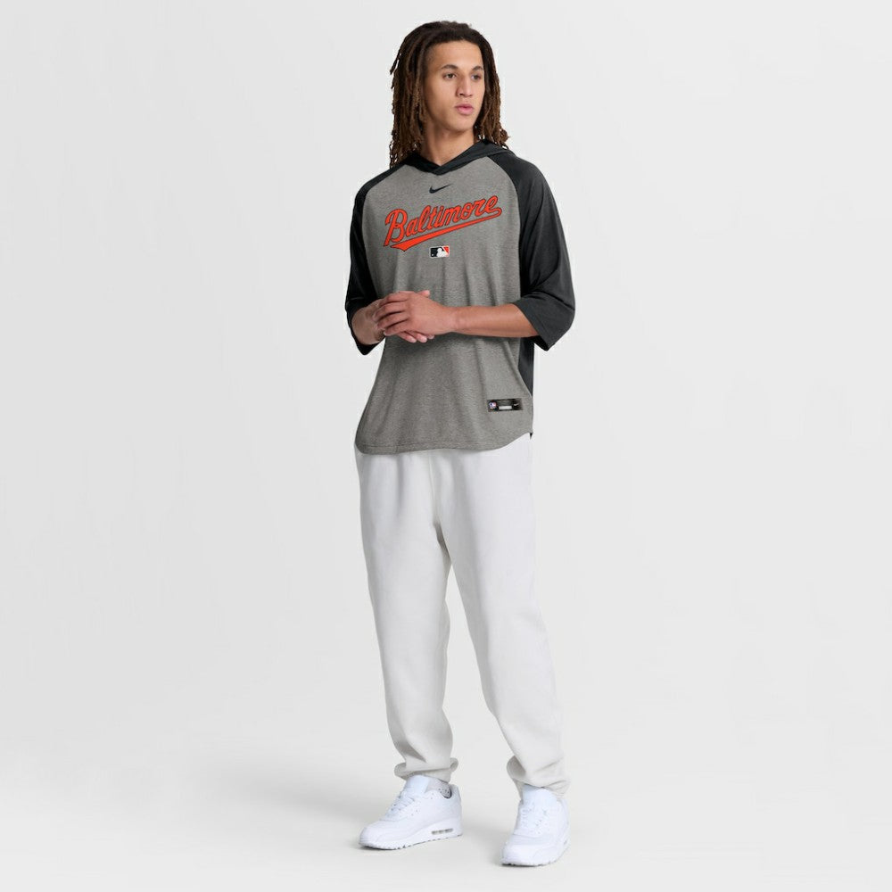 Baltimore Orioles Nike Authentic Collection Flux Dri-FIT Raglan 3/4-Sleeve Hooded T-Shirt - MLB T-shirts