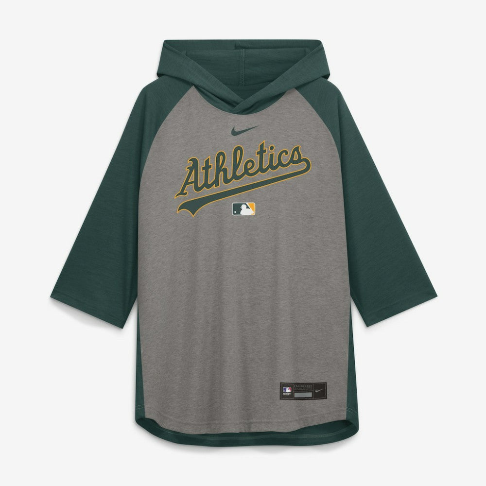Athletics Nike Authentic Collection Flux Dri-FIT Raglan 3/4-Sleeve Hooded T-Shirt - MLB T-shirts