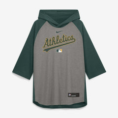 Athletics Nike Authentic Collection Flux Dri-FIT Raglan 3/4-Sleeve Hooded T-Shirt - MLB T-shirts