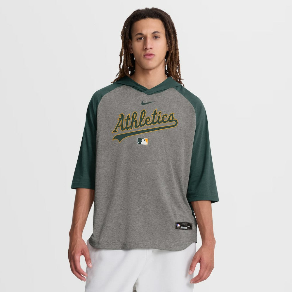 Athletics Nike Authentic Collection Flux Dri-FIT Raglan 3/4-Sleeve Hooded T-Shirt - MLB T-shirts