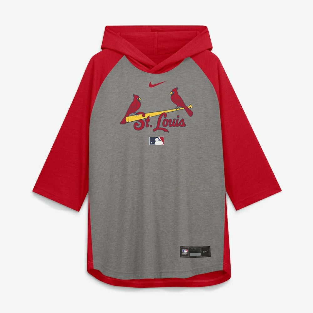 St. Louis Cardinals Nike Authentic Collection Flux Dri-FIT Raglan 3/4-Sleeve Hooded T-Shirt - MLB T-shirts