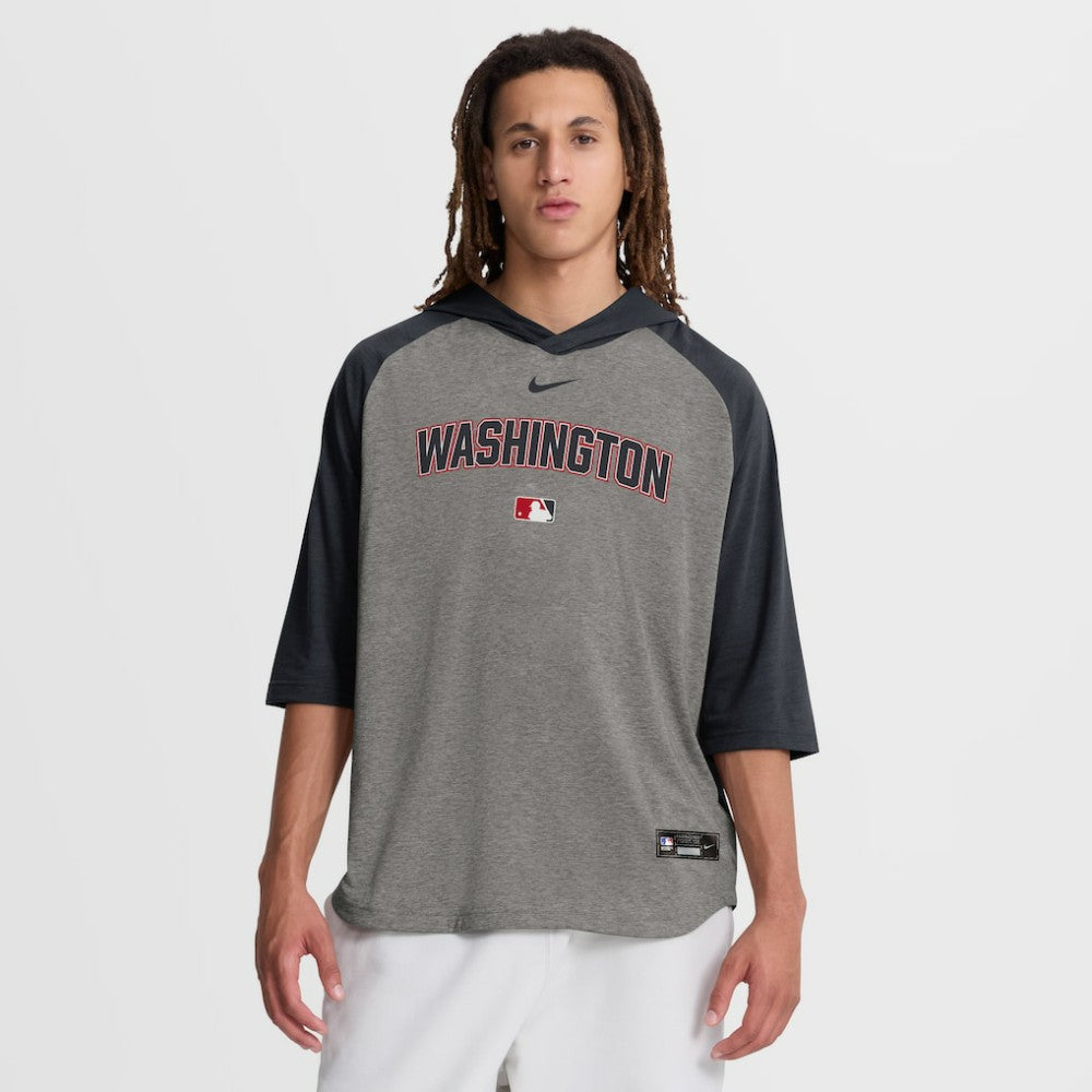 Washington Nationals Nike Authentic Collection Flux Dri-FIT Raglan 3/4-Sleeve Hooded T-Shirt - MLB T-shirts