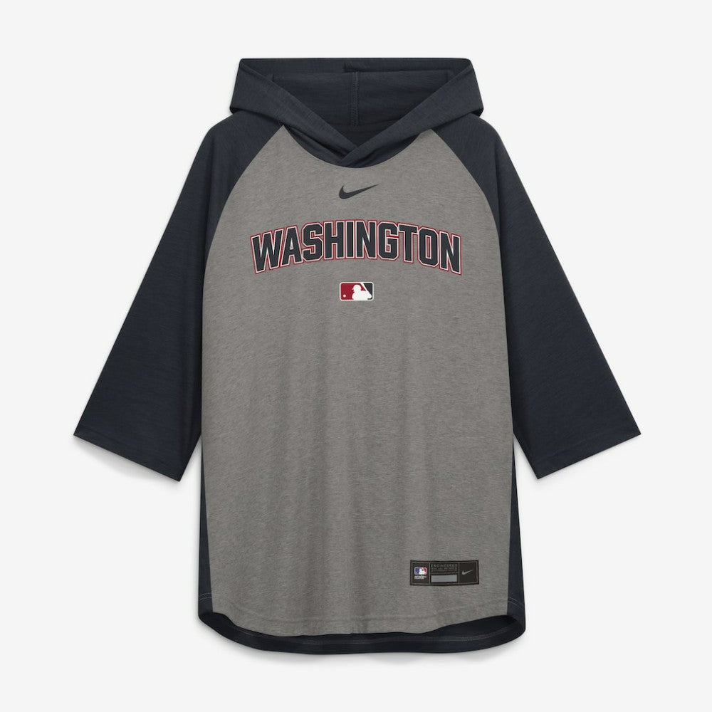 Washington Nationals Nike Authentic Collection Flux Dri-FIT Raglan 3/4-Sleeve Hooded T-Shirt - MLB T-shirts