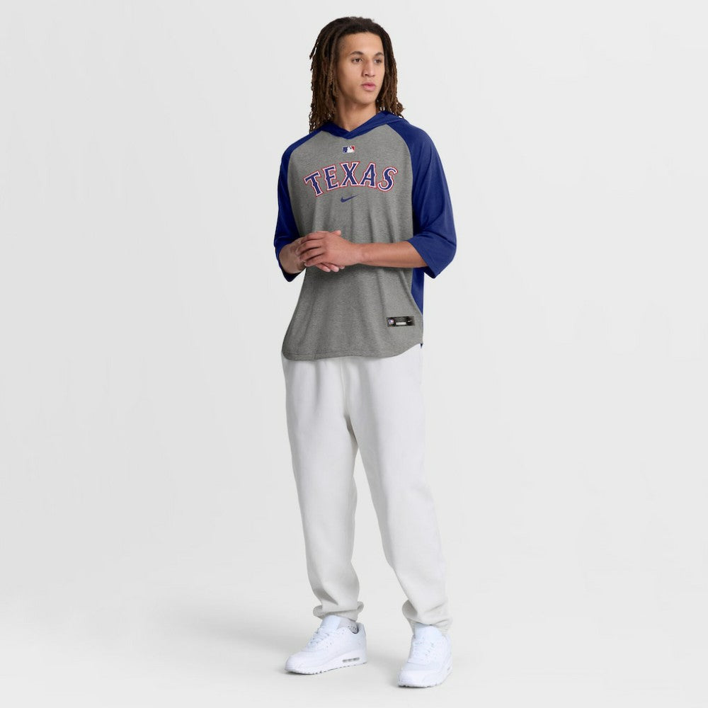 Texas Rangers Nike Authentic Collection Flux Dri-FIT Raglan 3/4-Sleeve Hooded T-Shirt - MLB T-shirts