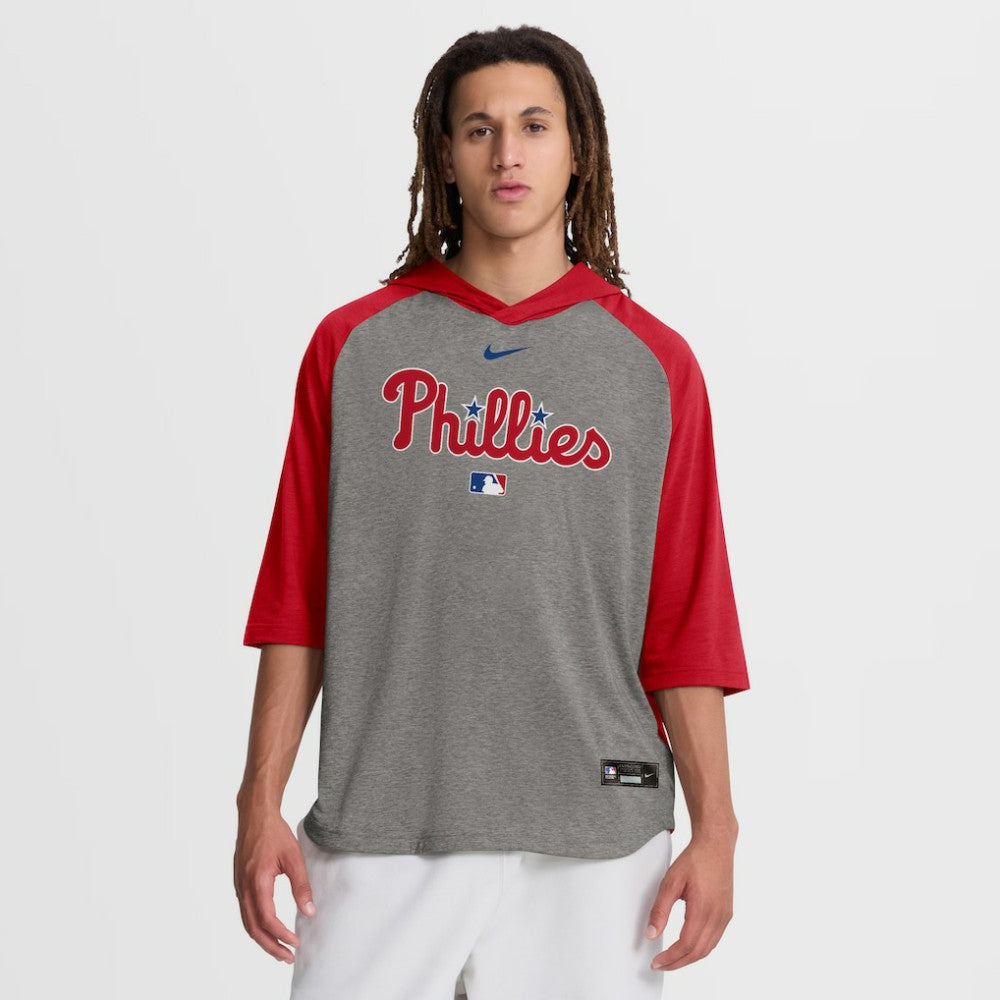 Philadelphia Phillies Nike Authentic Collection Flux Dri-FIT Raglan 3/4-Sleeve Hooded T-Shirt - MLB T-shirts