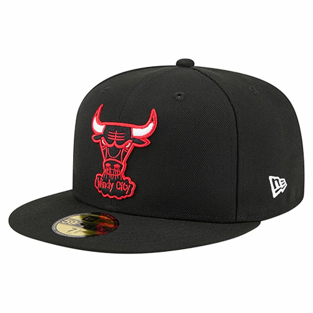 Black Chicago Bulls Core Logo 59FIFTY Fitted Hat | NBA