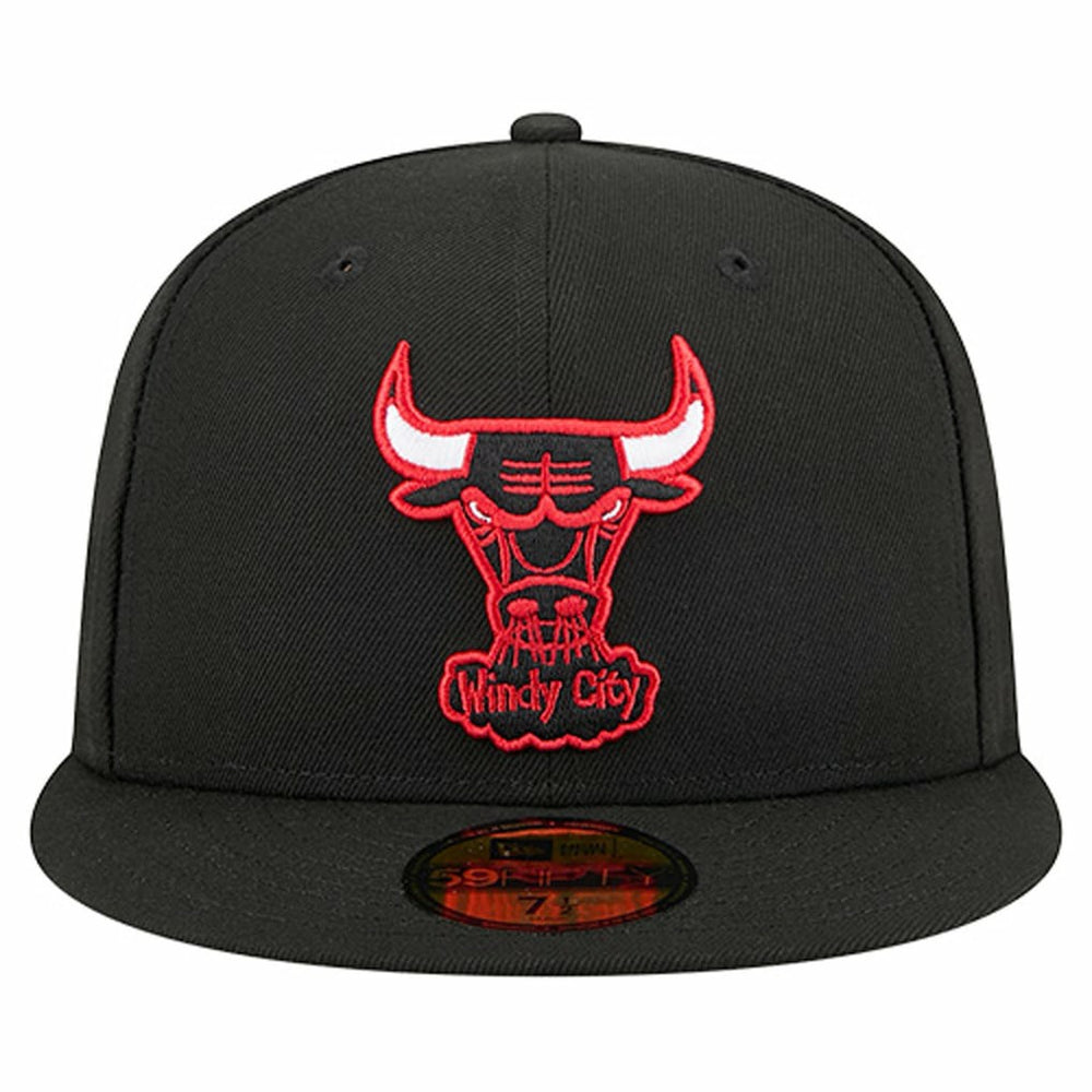 Black Chicago Bulls Core Logo 59FIFTY Fitted Hat | NBA