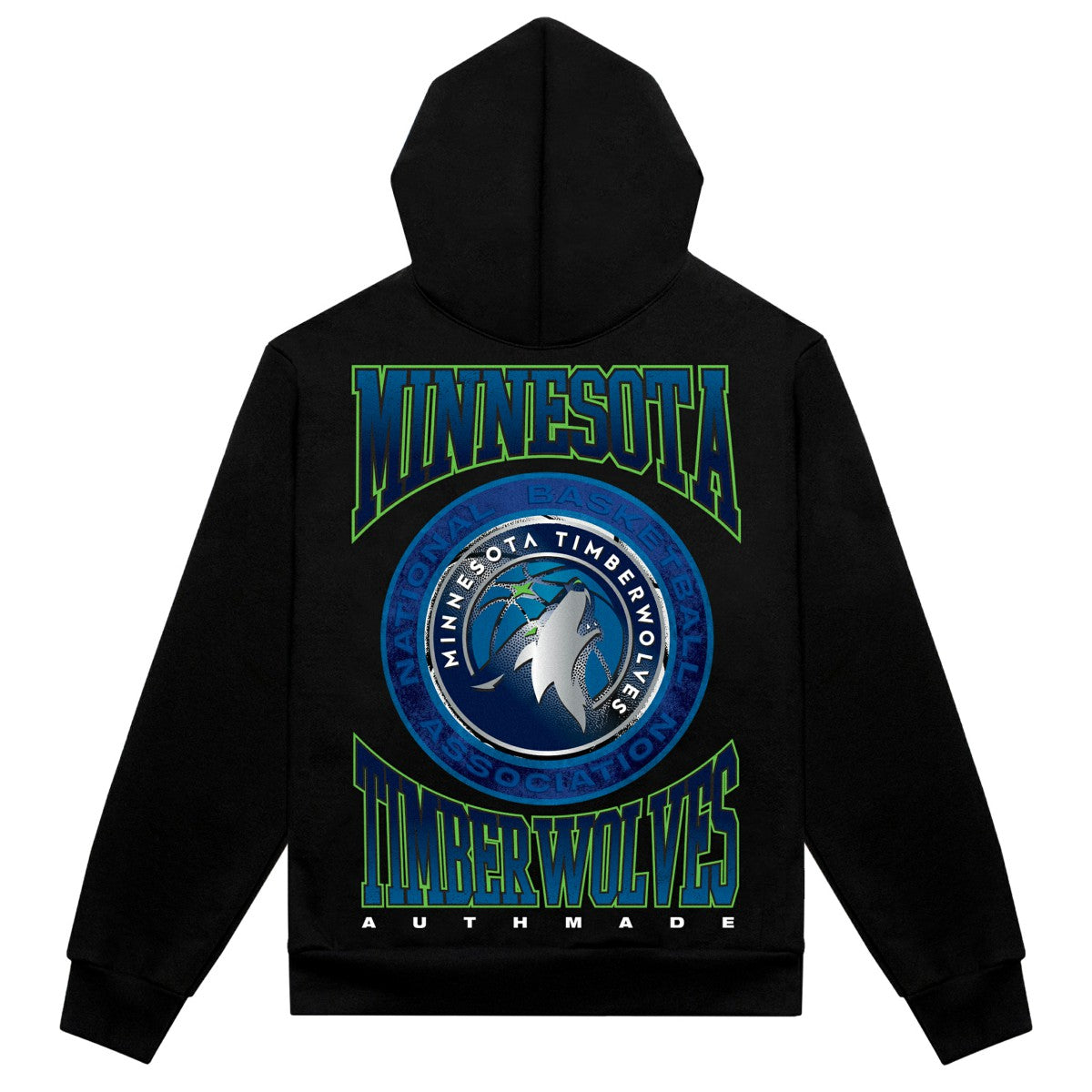 Black Minnesota Timberwolves Authmade Vintage Metal Premium Heavyweight Pullover Hoodie | NBA