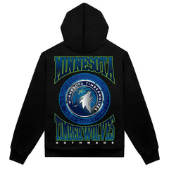 Black Minnesota Timberwolves Authmade Vintage Metal Premium Heavyweight Pullover Hoodie | NBA