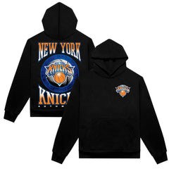 Black New York Knicks Authmade Vintage Metal Premium Heavyweight Pullover Hoodie | NBA